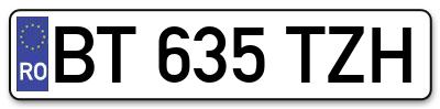 Placuta inmatriculare numar auto  BT-635-TZH, BT 635 TZH, BT635TZH