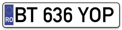 Placuta inmatriculare numar auto  BT-636-YOP, BT 636 YOP, BT636YOP