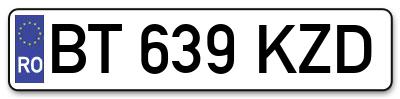 Placuta inmatriculare numar auto  BT-639-KZD, BT 639 KZD, BT639KZD