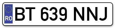 Placuta inmatriculare numar auto  BT-639-NNJ, BT 639 NNJ, BT639NNJ
