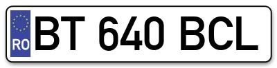 Placuta inmatriculare numar auto  BT-640-BCL, BT 640 BCL, BT640BCL