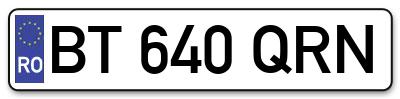Placuta inmatriculare numar auto  BT-640-QRN, BT 640 QRN, BT640QRN