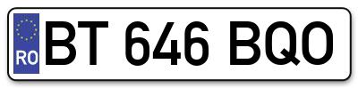 Placuta inmatriculare numar auto  BT-646-BQO, BT 646 BQO, BT646BQO
