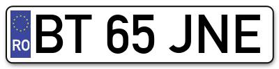 Placuta inmatriculare numar auto  BT-65-JNE, BT 65 JNE, BT65JNE