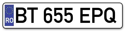 Placuta inmatriculare numar auto  BT-655-EPQ, BT 655 EPQ, BT655EPQ