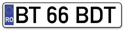 Placuta inmatriculare numar auto  BT-66-BDT, BT 66 BDT, BT66BDT