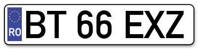 Placuta inmatriculare numar auto  BT-66-EXZ, BT 66 EXZ, BT66EXZ