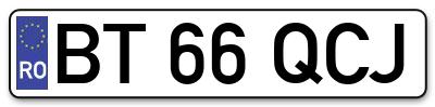 Placuta inmatriculare numar auto  BT-66-QCJ, BT 66 QCJ, BT66QCJ