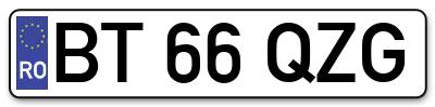 Placuta inmatriculare numar auto  BT-66-QZG, BT 66 QZG, BT66QZG