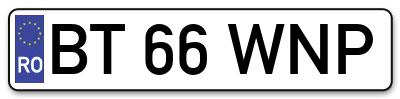 Placuta inmatriculare numar auto  BT-66-WNP, BT 66 WNP, BT66WNP