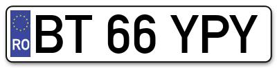Placuta inmatriculare numar auto  BT-66-YPY, BT 66 YPY, BT66YPY