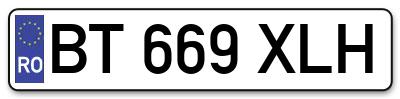 Placuta inmatriculare numar auto  BT-669-XLH, BT 669 XLH, BT669XLH