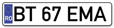Placuta inmatriculare numar auto  BT-67-EMA, BT 67 EMA, BT67EMA