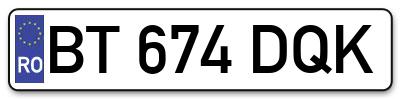 Placuta inmatriculare numar auto  BT-674-DQK, BT 674 DQK, BT674DQK