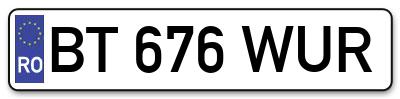 Placuta inmatriculare numar auto  BT-676-WUR, BT 676 WUR, BT676WUR