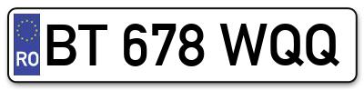 Placuta inmatriculare numar auto  BT-678-WQQ, BT 678 WQQ, BT678WQQ