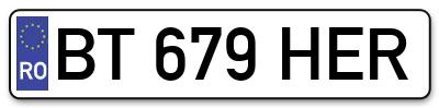Placuta inmatriculare numar auto  BT-679-HER, BT 679 HER, BT679HER