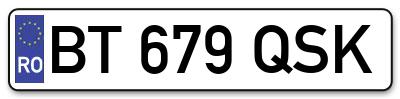 Placuta inmatriculare numar auto  BT-679-QSK, BT 679 QSK, BT679QSK