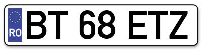 Placuta inmatriculare numar auto  BT-68-ETZ, BT 68 ETZ, BT68ETZ