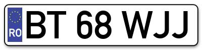 Placuta inmatriculare numar auto  BT-68-WJJ, BT 68 WJJ, BT68WJJ