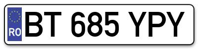 Placuta inmatriculare numar auto  BT-685-YPY, BT 685 YPY, BT685YPY