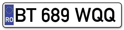 Placuta inmatriculare numar auto  BT-689-WQQ, BT 689 WQQ, BT689WQQ