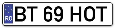 Placuta inmatriculare numar auto  BT-69-HOT, BT 69 HOT, BT69HOT