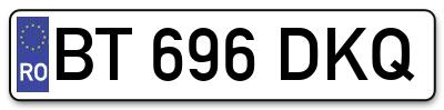 Placuta inmatriculare numar auto  BT-696-DKQ, BT 696 DKQ, BT696DKQ