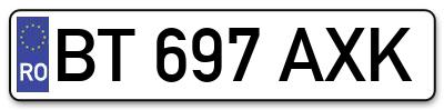 Placuta inmatriculare numar auto  BT-697-AXK, BT 697 AXK, BT697AXK