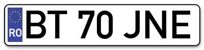 Placuta inmatriculare numar auto  BT-70-JNE, BT 70 JNE, BT70JNE