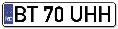 Placuta inmatriculare numar auto  BT-70-UHH, BT 70 UHH, BT70UHH
