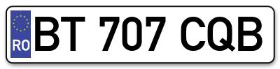 Placuta inmatriculare numar auto  BT-707-CQB, BT 707 CQB, BT707CQB