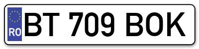 Placuta inmatriculare numar auto  BT-709-BOK, BT 709 BOK, BT709BOK