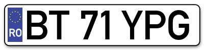Placuta inmatriculare numar auto  BT-71-YPG, BT 71 YPG, BT71YPG