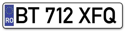 Placuta inmatriculare numar auto  BT-712-XFQ, BT 712 XFQ, BT712XFQ