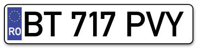 Placuta inmatriculare numar auto  BT-717-PVY, BT 717 PVY, BT717PVY