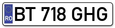 Placuta inmatriculare numar auto  BT-718-GHG, BT 718 GHG, BT718GHG