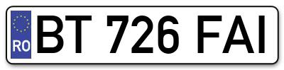Placuta inmatriculare numar auto  BT-726-FAI, BT 726 FAI, BT726FAI
