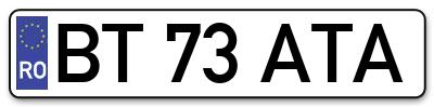 Placuta inmatriculare numar auto  BT-73-ATA, BT 73 ATA, BT73ATA