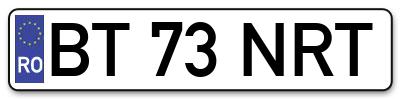 Placuta inmatriculare numar auto  BT-73-NRT, BT 73 NRT, BT73NRT