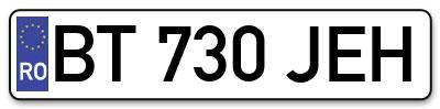 Placuta inmatriculare numar auto  BT-730-JEH, BT 730 JEH, BT730JEH