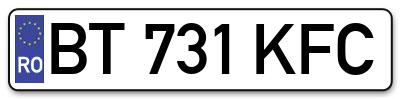Placuta inmatriculare numar auto  BT-731-KFC, BT 731 KFC, BT731KFC