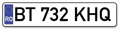 Placuta inmatriculare numar auto  BT-732-KHQ, BT 732 KHQ, BT732KHQ