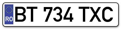 Placuta inmatriculare numar auto  BT-734-TXC, BT 734 TXC, BT734TXC