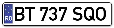 Placuta inmatriculare numar auto  BT-737-SQO, BT 737 SQO, BT737SQO