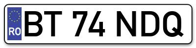 Placuta inmatriculare numar auto  BT-74-NDQ, BT 74 NDQ, BT74NDQ