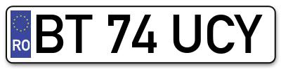 Placuta inmatriculare numar auto  BT-74-UCY, BT 74 UCY, BT74UCY