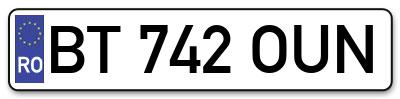 Placuta inmatriculare numar auto  BT-742-OUN, BT 742 OUN, BT742OUN