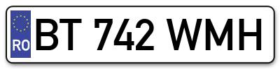 Placuta inmatriculare numar auto  BT-742-WMH, BT 742 WMH, BT742WMH