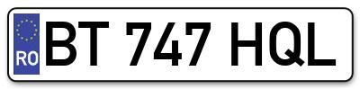 Placuta inmatriculare numar auto  BT-747-HQL, BT 747 HQL, BT747HQL